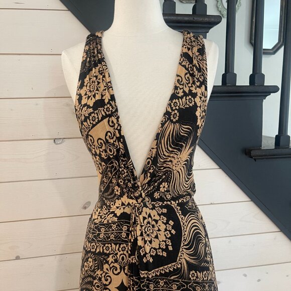 033 By Anthropologie Twist Back Bohemian Brushed Jersey Maxi Dress Size Small - Picture 12 of 12